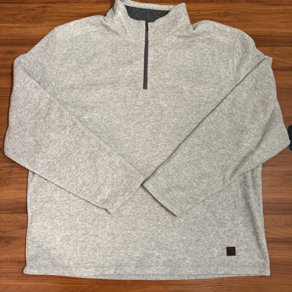 GH Bass & Co Mens XXL Gray Heathered Fleece Quarter Zip Pullover Sweater